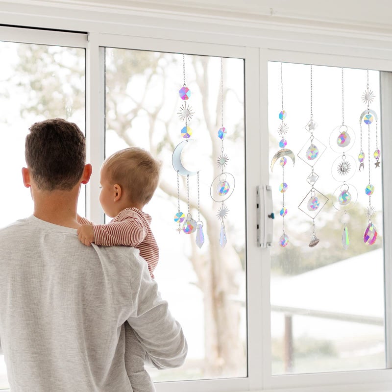ilclviz 6Pieces Crystal Suncatchers for Window Hanging Sun Catcher with Chain Rainbow Maker Crystal Prisms Decor for Home Garden Party Wedding Ornament Gift Mother Daughter - Image 2